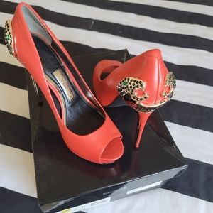 Red Peep Toe Pumps